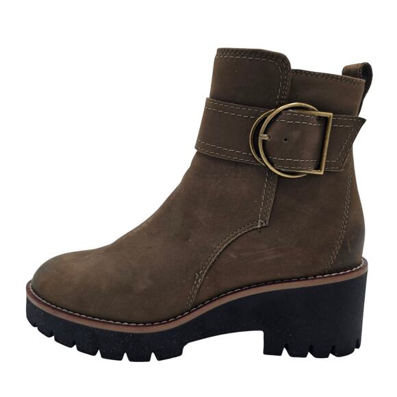 Blondo Brown Leather Lug Ankle Boot Nubuck Waterproof Bootie Women's 6.5M - Picture 1 of 9
